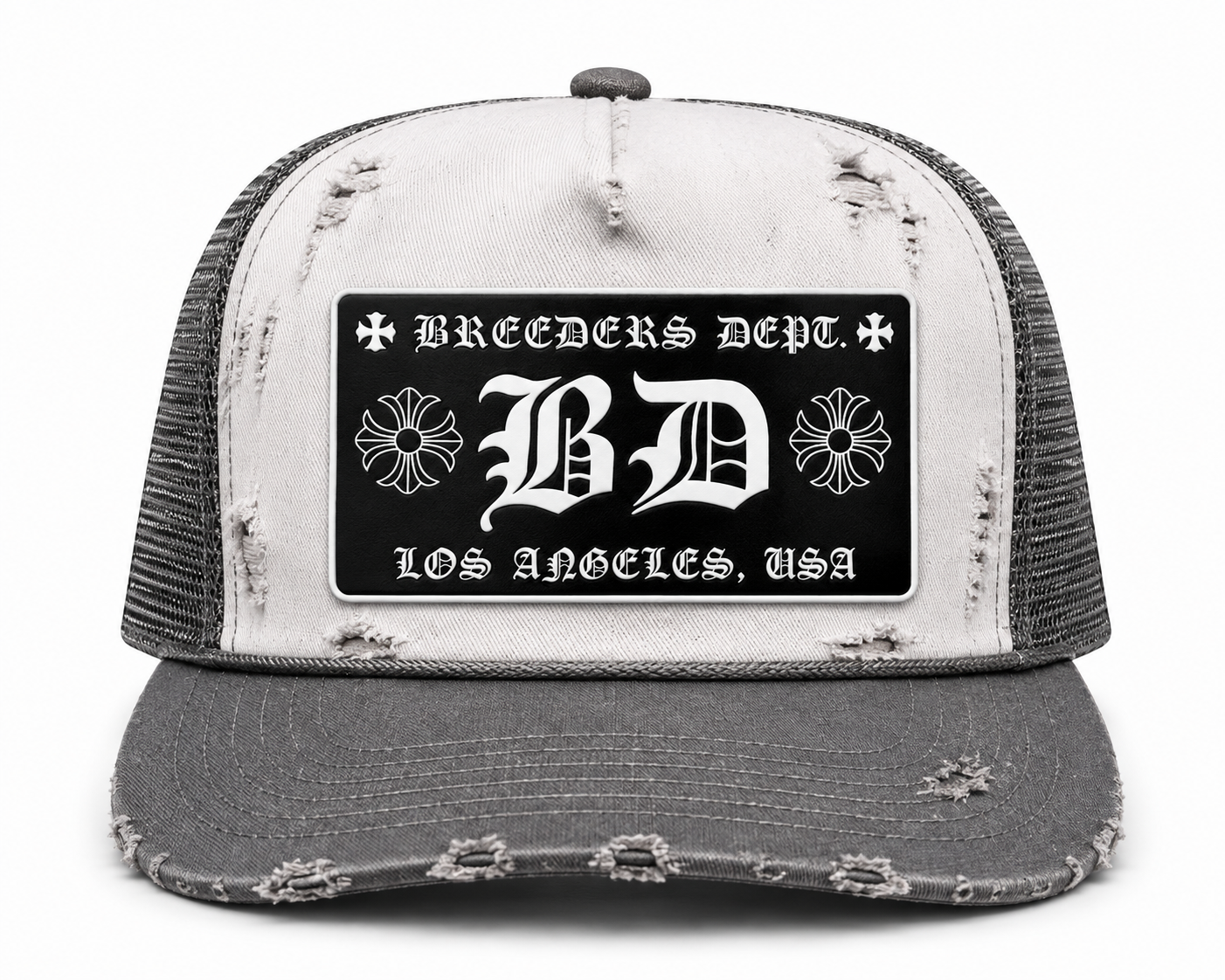 Grey Vintage Flat Brim Trucker Hat