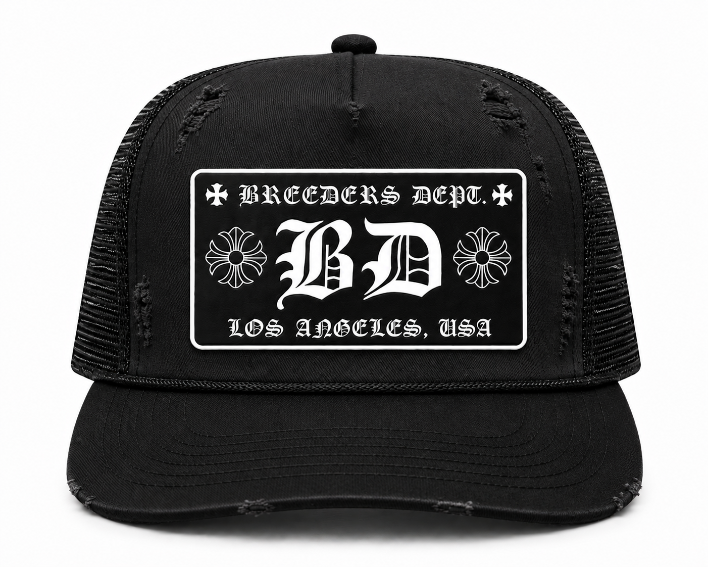Black vintage Flat Brim Trucker Hat